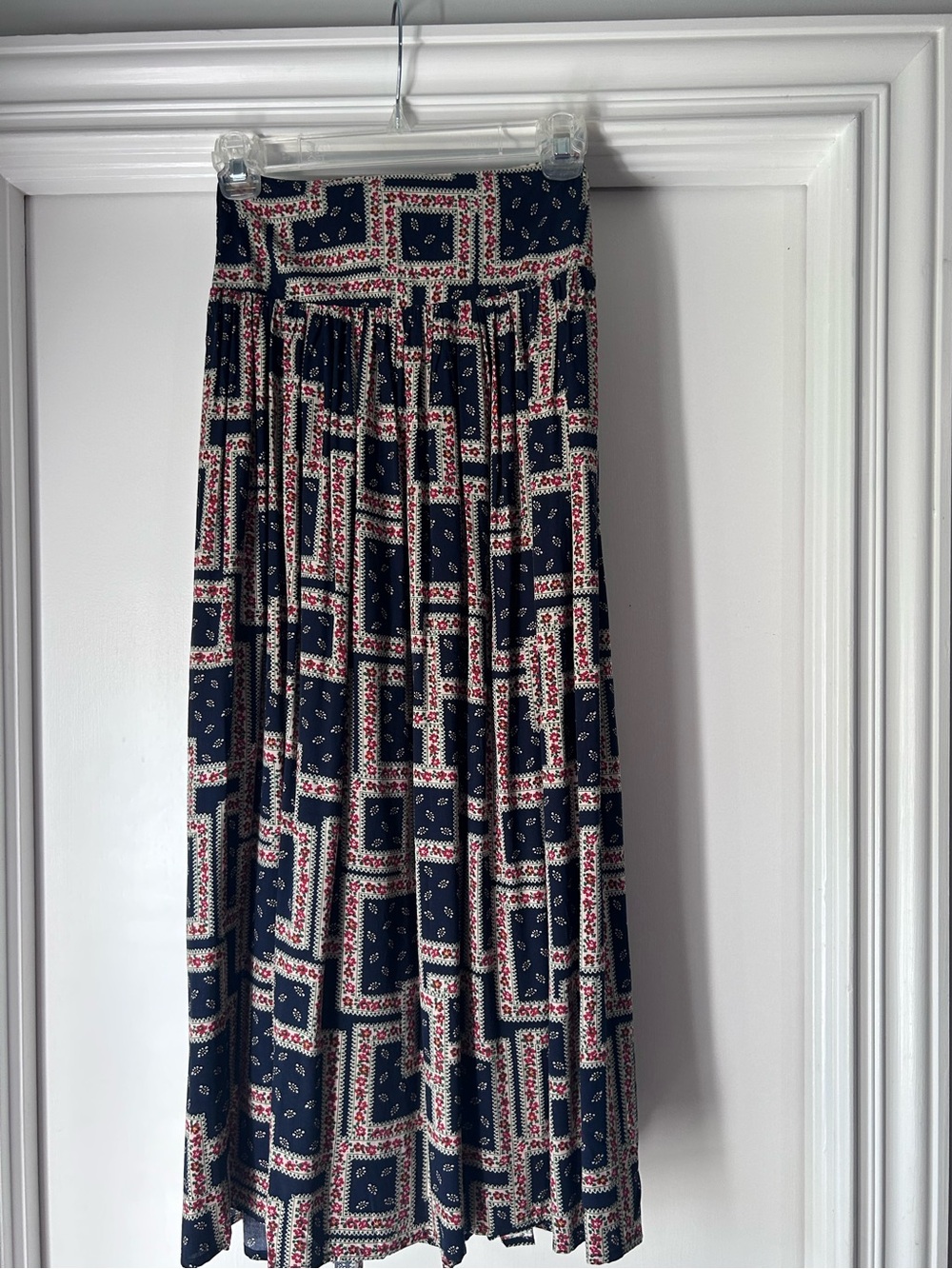 NATURAL LIFE Navy Patchwork Floral Maxi Skirt